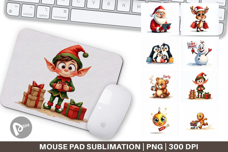 Mouse Pad Holiday Shoppers Sublimation artnoy 