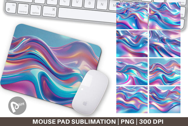 Mouse Pad Holographic Waves Sublimation artnoy 