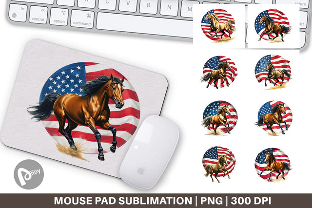Mouse Pad Horse 4th of July Sublimation artnoy 