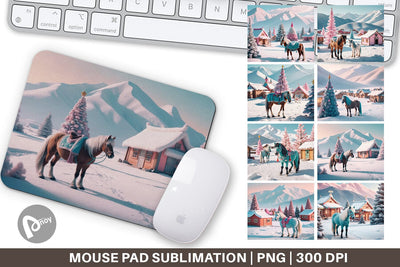 Mouse Pad Horse and Winter Landscape Sublimation artnoy 