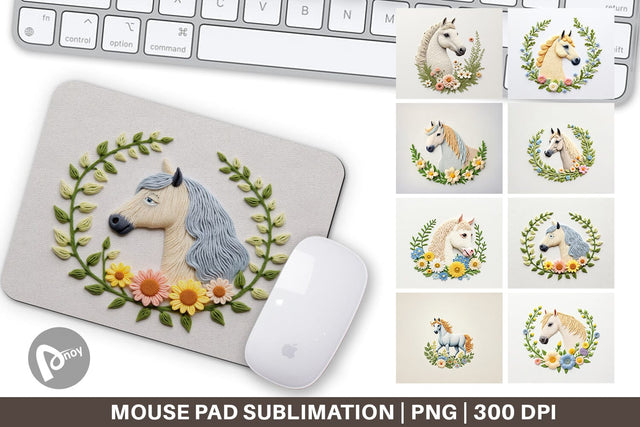 Mouse Pad Horse Embroidery Sublimation artnoy 