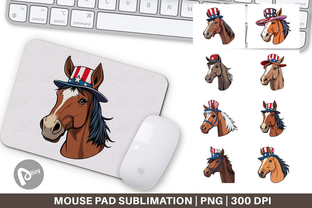 Mouse Pad Horse Patriotic Sublimation artnoy 