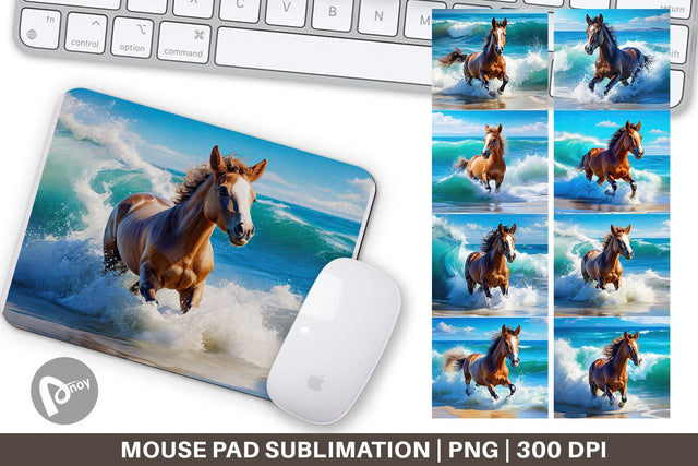 Mouse Pad Horse Running on Beach Sublimation artnoy 