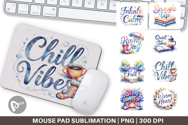 Mouse Pad Hygge Fall Snuggle Quotes Sublimation artnoy 