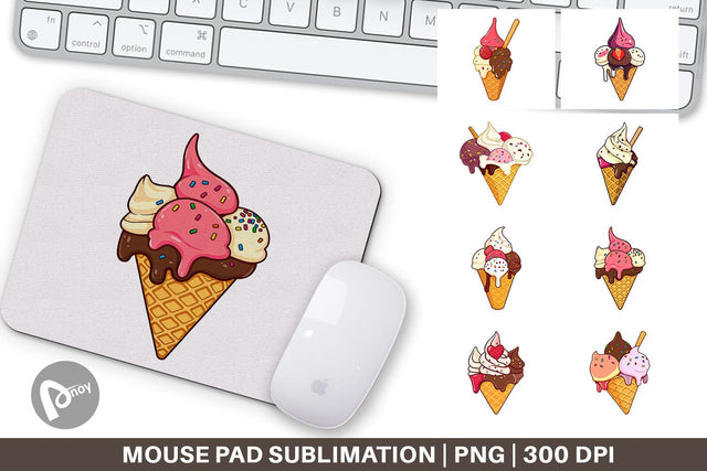 Mouse Pad Ice Cream Cone Sublimation artnoy 