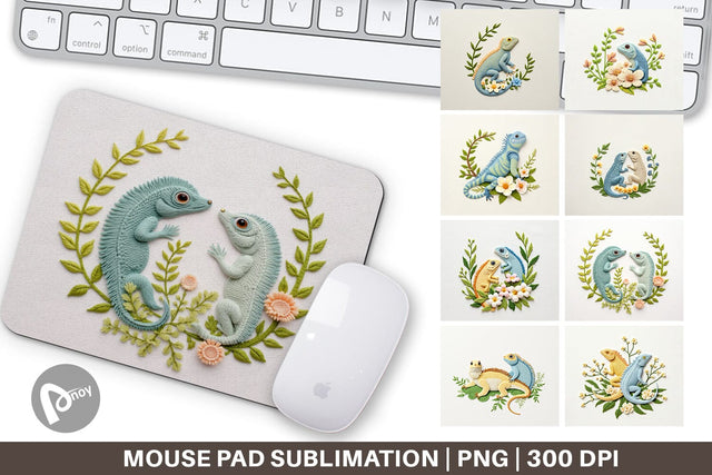 Mouse Pad Iguana Embroidery Sublimation artnoy 