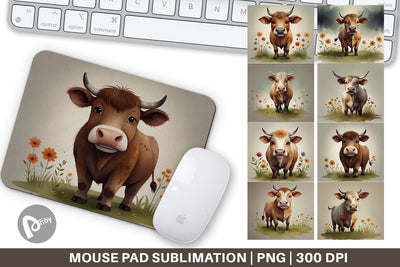 Mouse Pad Illustration Cow Sublimation artnoy 