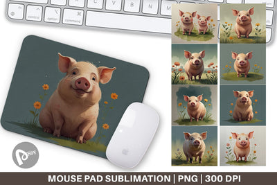 Mouse Pad Illustration Pig Sublimation artnoy 