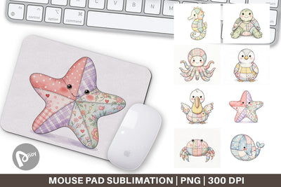 Mouse Pad Innocent Beach Patchwork Watercolor Sublimation artnoy 