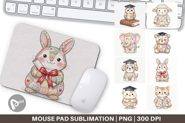 Mouse Pad Innocent Graduation Patchwork Watercolor Sublimation artnoy 
