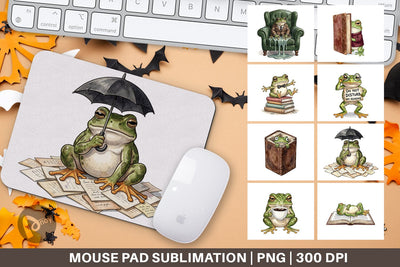 Mouse Pad Introvert Frog Dark Academia Watercolor Sublimation artnoy 