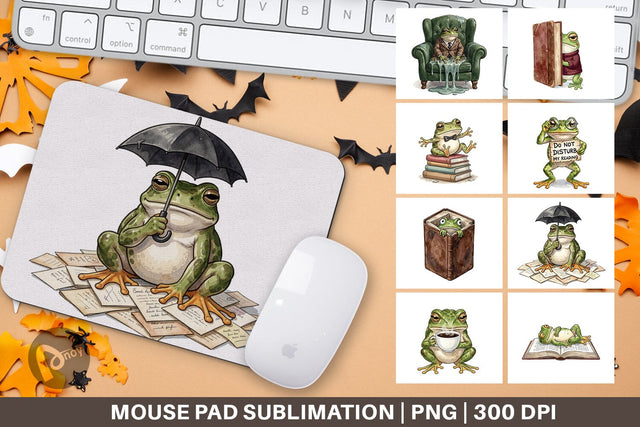 Mouse Pad Introvert Frog Dark Academia Watercolor Sublimation artnoy 