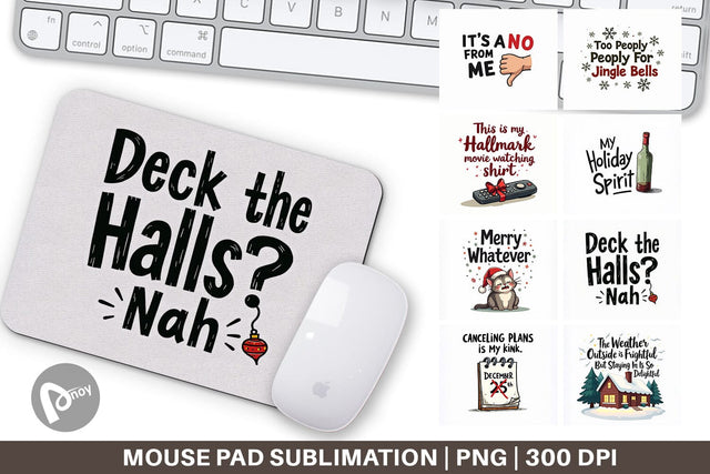 Mouse Pad Introvert's Grumpy Christmas Sublimation artnoy 