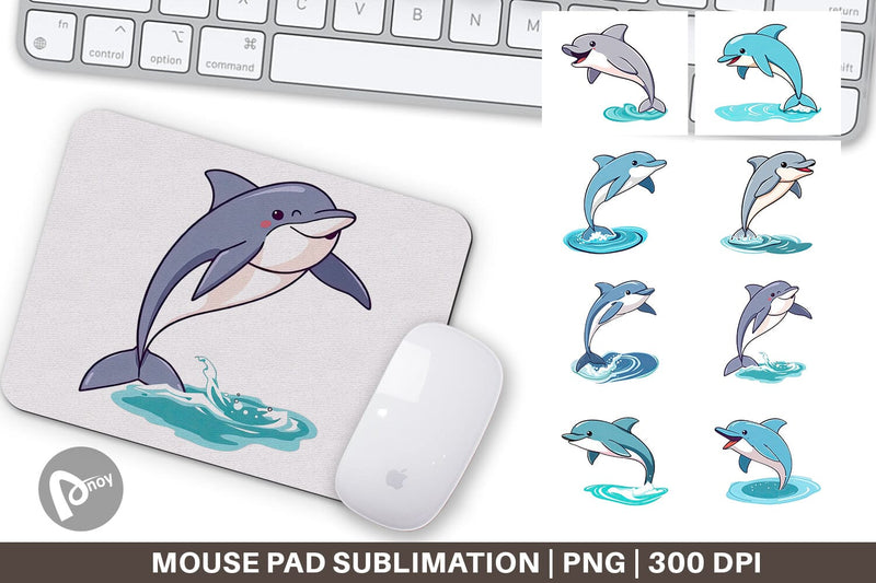 Mouse Pad Jumping Dolphin Sublimation artnoy 