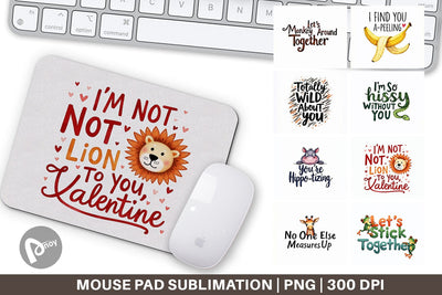 Mouse Pad Jungle Giggles Funny Animal Valentine Puns Sublimation artnoy 