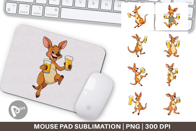 Mouse Pad Kangaroo Beer Day Sublimation artnoy 