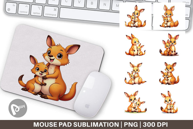 Mouse Pad Kangaroo Mother's Day Sublimation artnoy 