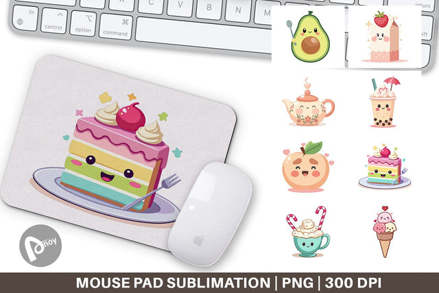 Mouse Pad Kawaii Food Sips Sublimation artnoy 