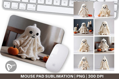 Mouse Pad Knitted Ghost Halloween Sublimation artnoy 
