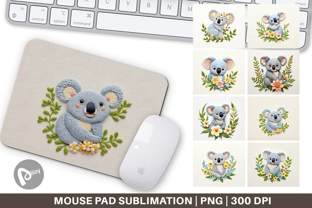 Mouse Pad Koala Embroidery Sublimation artnoy 