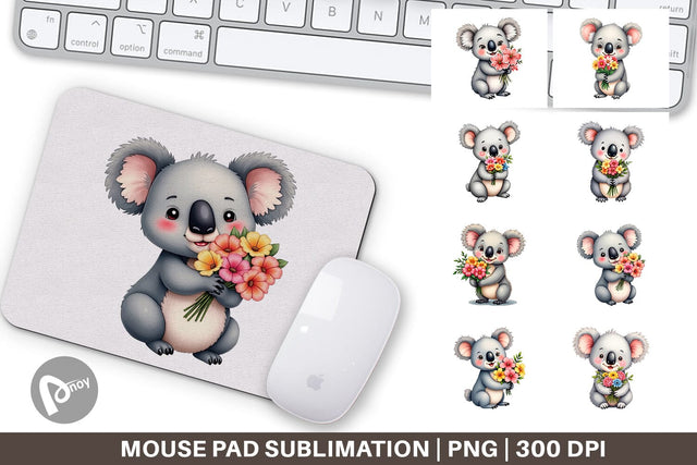 Mouse Pad Koala Spring Bouquet Sublimation artnoy 