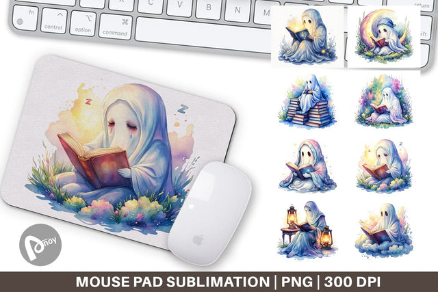Mouse Pad Late Night Starry Reader Sublimation artnoy 