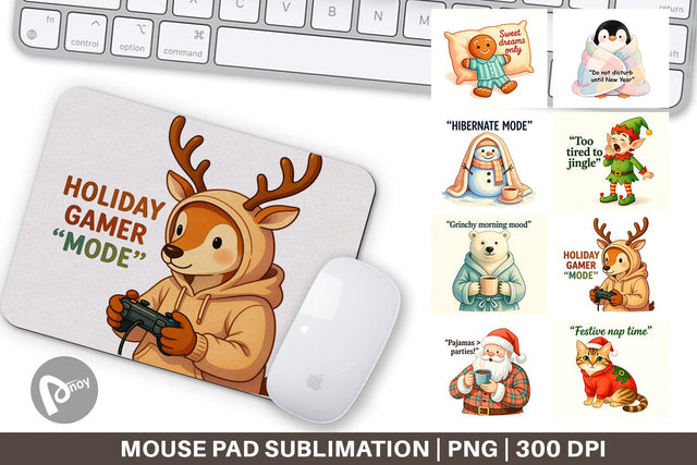 Mouse Pad Lazy Christmas Pajamas Sublimation artnoy 