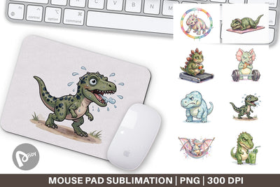 Mouse Pad Lazy Fitness Funny Dinosaur Sublimation artnoy 