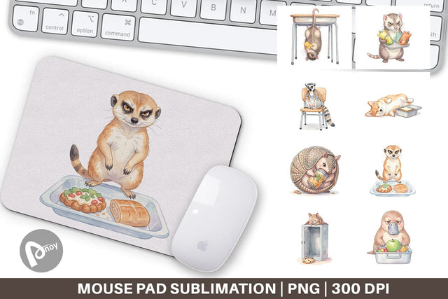 Mouse Pad Lazy Lunch Hour School Animal Sublimation artnoy 