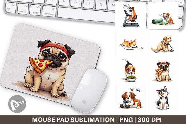 Mouse Pad Lazy & Proud Anti-Fitness Dog Sublimation artnoy 