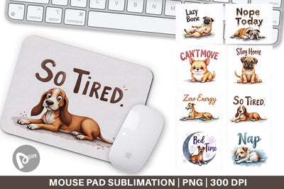 Mouse Pad Lazy Vibes Ugly Cute Dog Watercolor Quotes Sublimation artnoy 