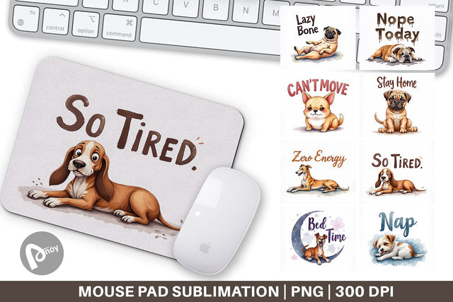Mouse Pad Lazy Vibes Ugly Cute Dog Watercolor Quotes Sublimation artnoy 
