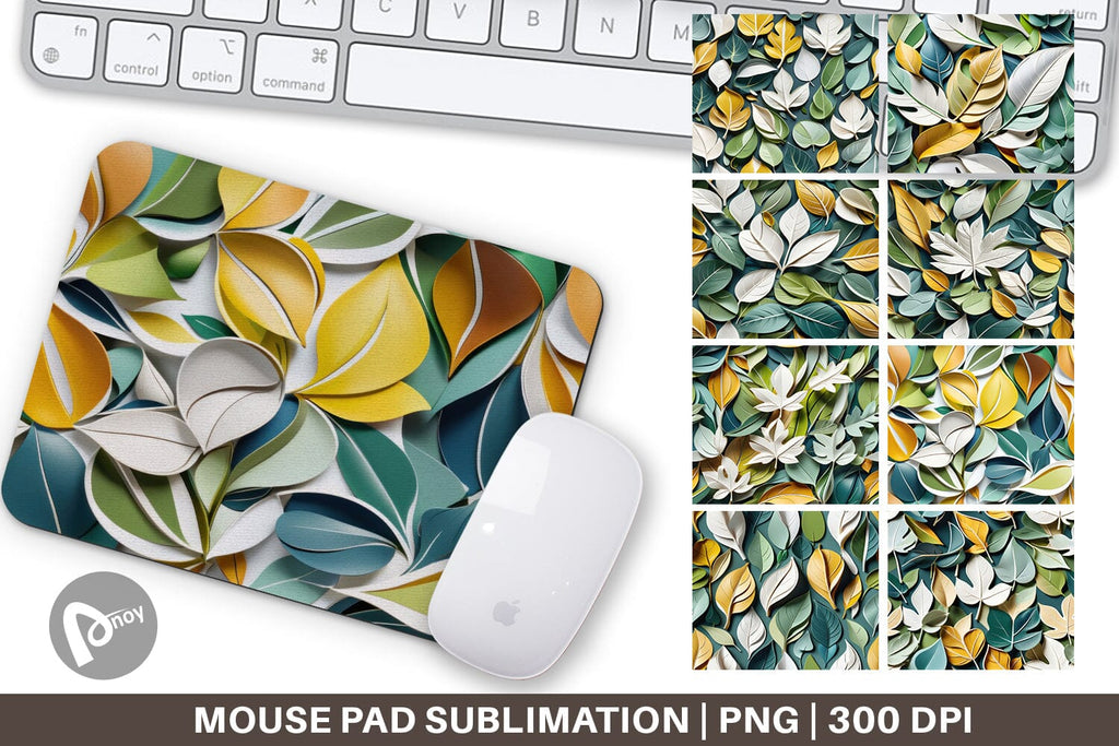 Mouse Pad Leaves Pattern - So Fontsy