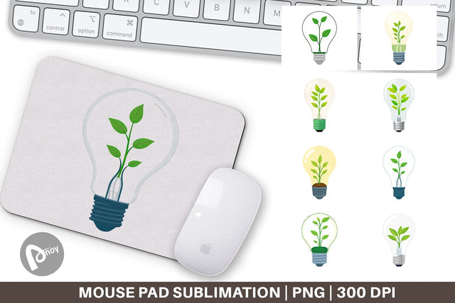 Mouse Pad Light Bulb with Plant Sublimation artnoy 