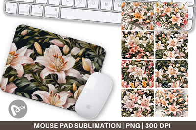 Mouse Pad Lily Pattern Sublimation artnoy 