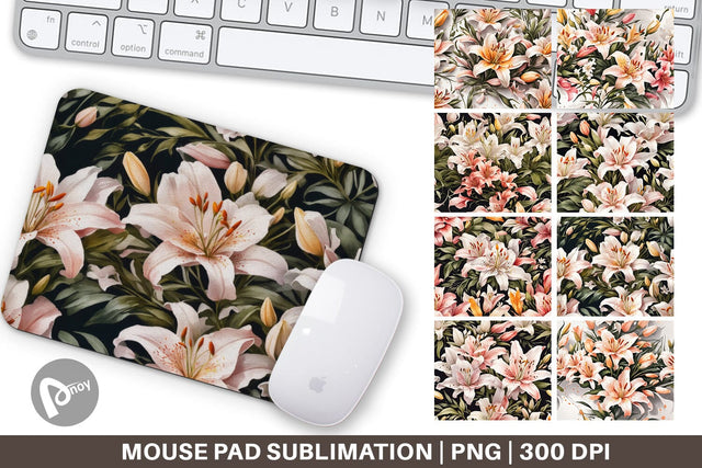Mouse Pad Lily Pattern Sublimation artnoy 