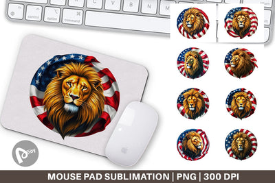 Mouse Pad Lion 4th of July Sublimation artnoy 