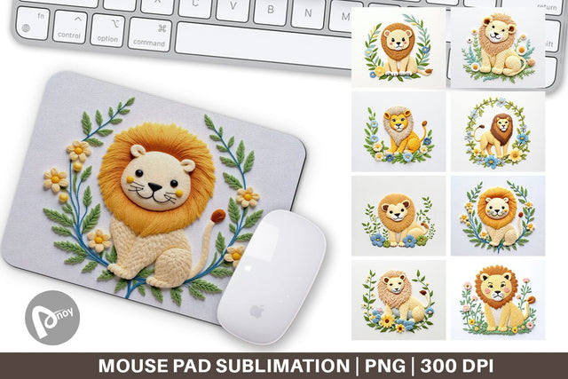 Mouse Pad Lion Embroidery Sublimation artnoy 