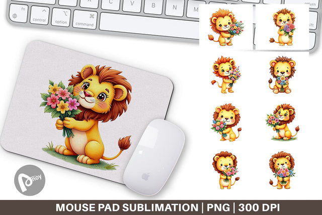 Mouse Pad Lion Spring Bouquet Sublimation artnoy 