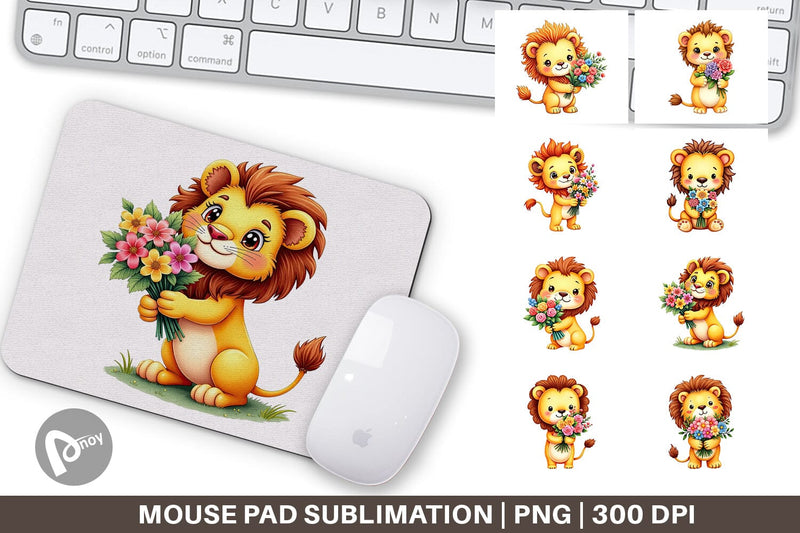 Mouse Pad Lion Spring Bouquet Sublimation artnoy 