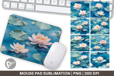 Mouse Pad Lotus Watercolor Pattern Sublimation artnoy 