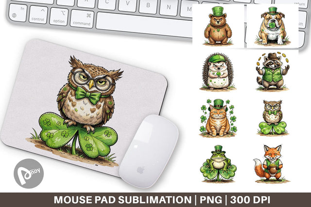 Mouse Pad Lucky St Patricks Animal Sublimation artnoy 