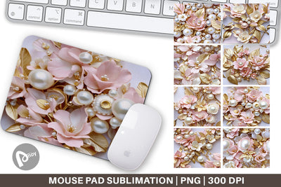 Mouse Pad Luxury Flowers Pattern Sublimation artnoy 