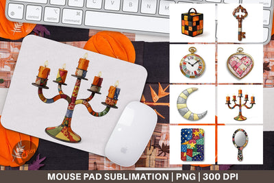 Mouse Pad Macabre Gothic Curio Patchwork Sublimation artnoy 