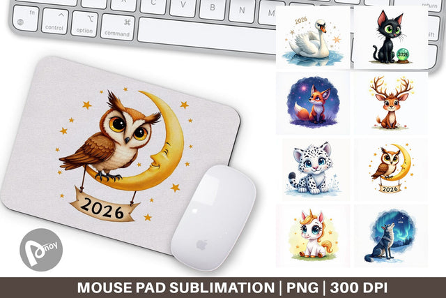 Mouse Pad Magical Midnight Celebration 2026 Animals Sublimation artnoy 