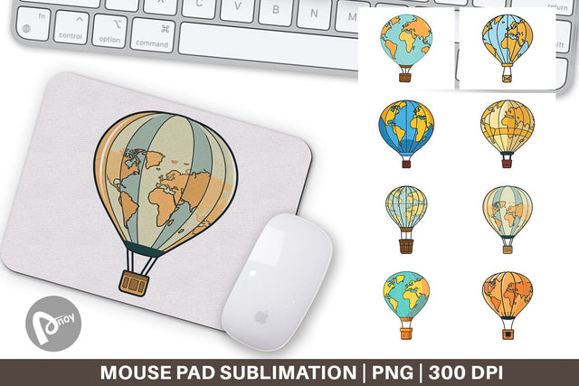 Mouse Pad Map Hot Air Balloon Sublimation artnoy 