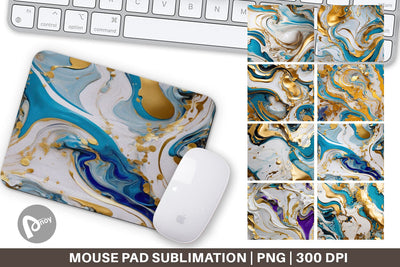 Mouse Pad Marble Liquid with gold Sublimation artnoy 
