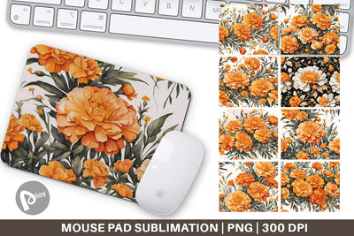 Mouse Pad Marigold Pattern Sublimation artnoy 