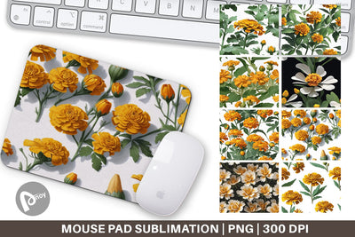 Mouse Pad Marigolds Pattern Sublimation artnoy 