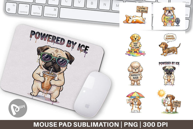 Mouse Pad Melting Summer Dog Sarcastic Watercolor Sublimation artnoy 